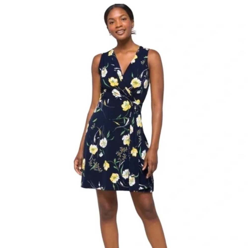 Kaileigh Stitch Fix Seanna Faux Wrap Navy Floral Dress, M